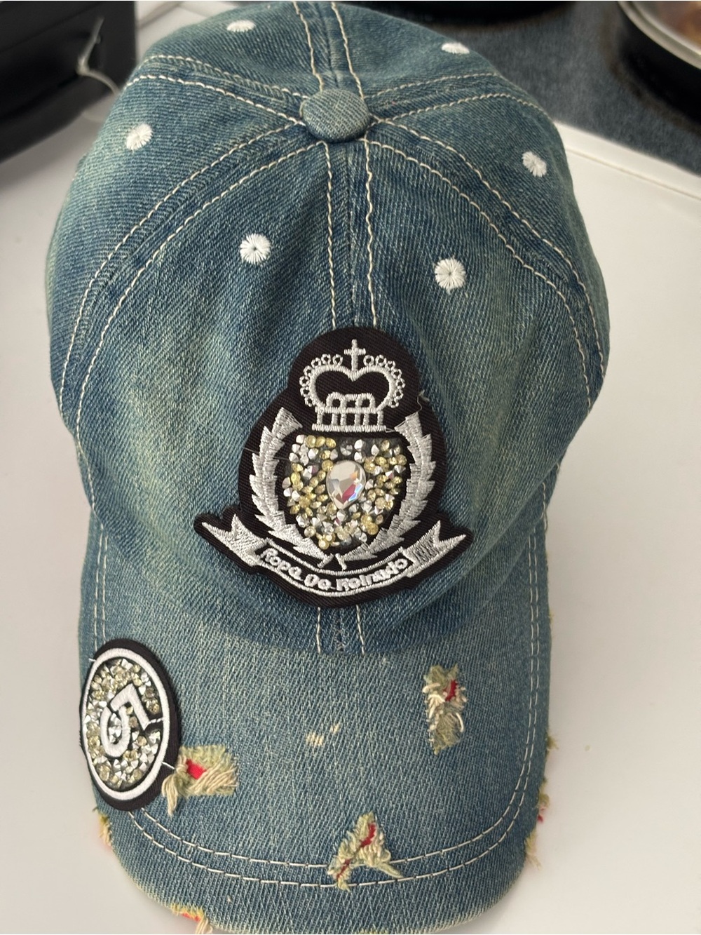 Denim women’s Cap with Crystal Crest - Unbranded